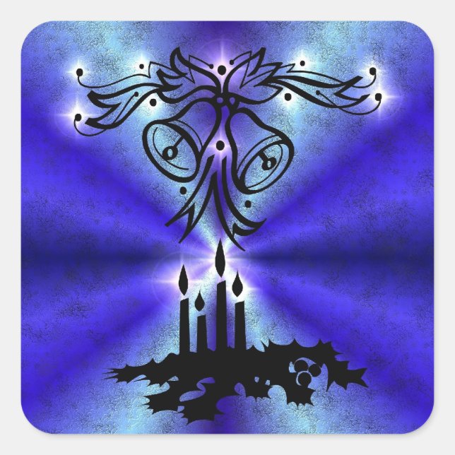 Advent, Christmas Magic on Blue Square Sticker (Front)