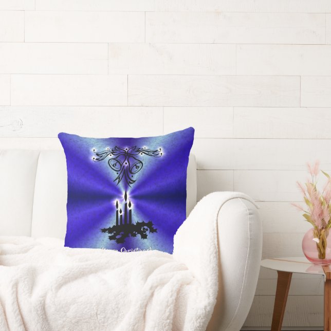 Advent, Christmas Magic on Blue Throw Pillow (Couch)