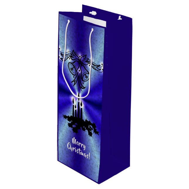 Advent, Christmas Magic on Blue Wine Gift Bag (Front Angled)