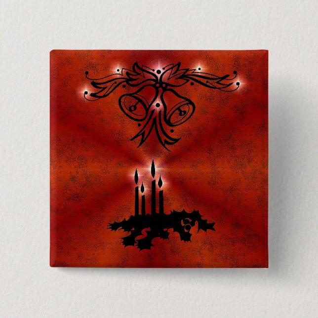 Advent, Christmas Magic on Red 2 Inch Square Button (Front)