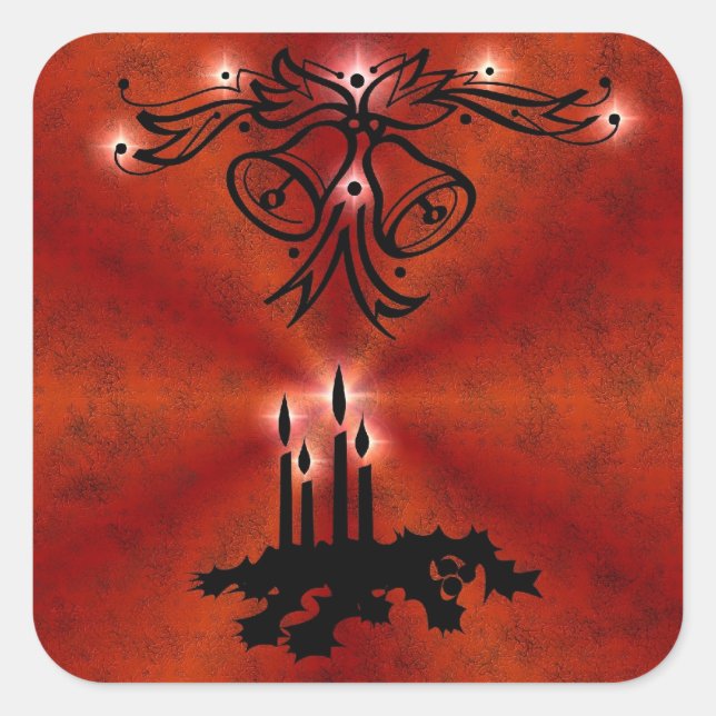 Advent, Christmas Magic on Red Square Sticker (Front)