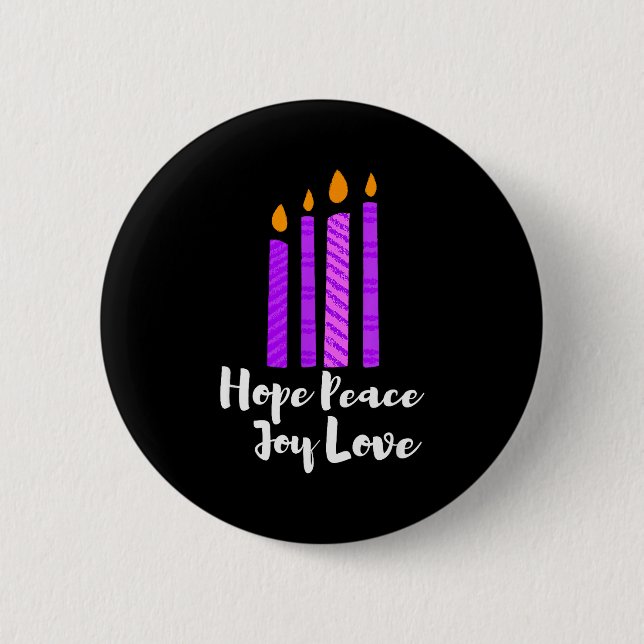 Advent Evergreen Wreath Candles Hope Peace Joy Lov 2 Inch Round Button (Front)