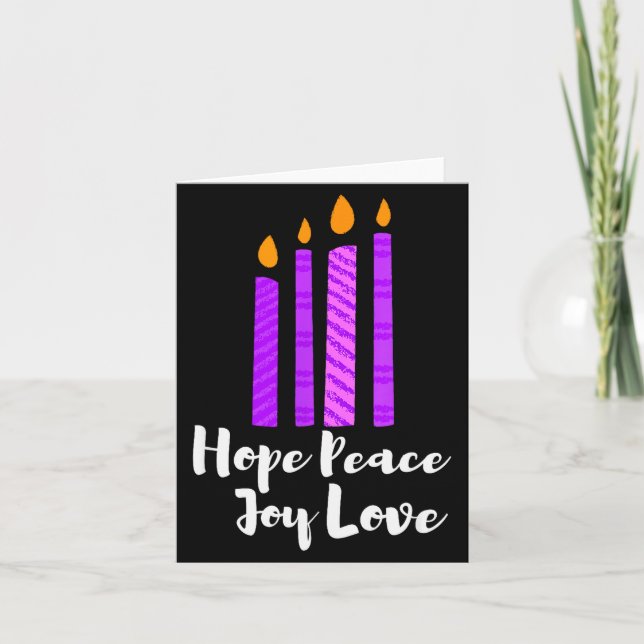 Advent Evergreen Wreath Candles Hope Peace Joy Lov Card (Front)