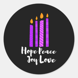 Advent Evergreen Wreath Candles Hope Peace Joy Lov Classic Round Sticker