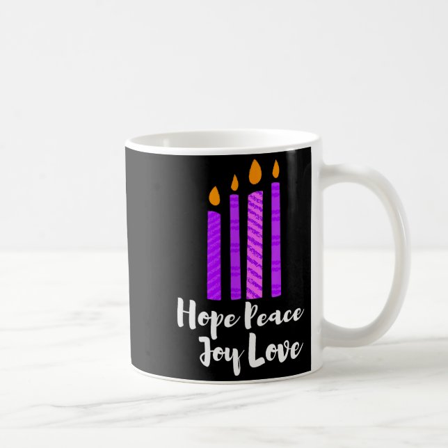 Advent Evergreen Wreath Candles Hope Peace Joy Lov Coffee Mug (Right)