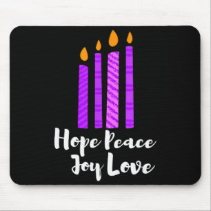 Advent Evergreen Wreath Candles Hope Peace Joy Lov Mouse Pad
