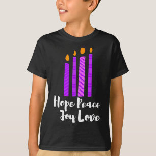 Advent Evergreen Wreath Candles Hope Peace Joy Lov T-Shirt