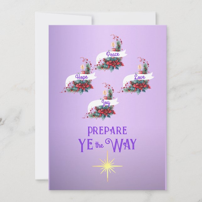 Advent Prepare Ye The  Way Wreath 4 Candles Holiday Card (Front)