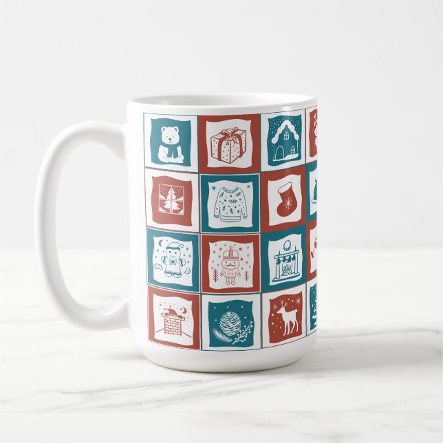 Advent Style Christmas Mosaic Pattern Coffee Mug (Left)