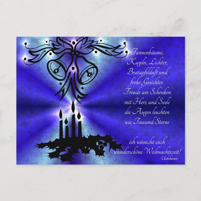 Advent, Weihnachten , Gedicht auf Deutsch Postcard (Front)