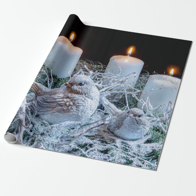 Advent Wreath Christmas Wrapping Paper (Unrolled)