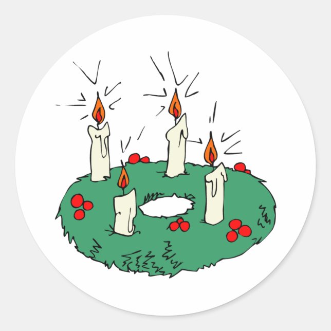 Advent Wreath Classic Round Sticker (Front)