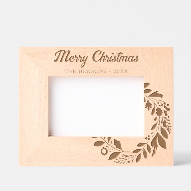 Advent Wreath Foliage Merry Christmas Family Etched Frames (Front)