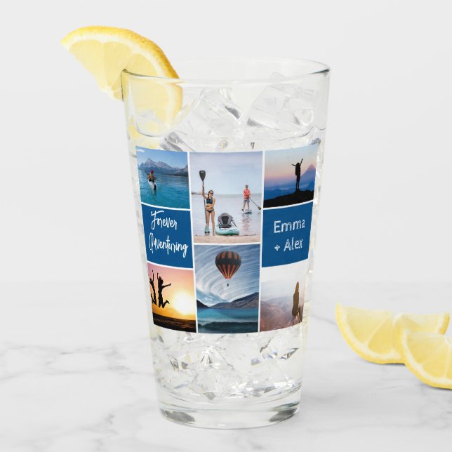 Adventure 6 Photo Collage Personalized Photo Glass (Front Ice)