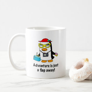 Adventure A Flap Away Tourist Penguin Coffee Mug