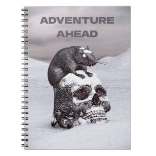 Adventure Ahead. Rat on skull in snow Notebook