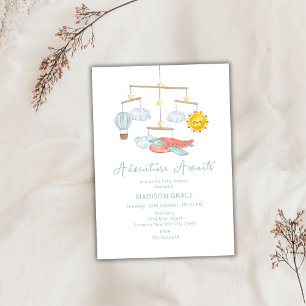 Adventure Airplane Hot Air Balloon Baby Shower Invitation
