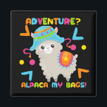 Adventure Alpaca My Bags Cute Funny Magnet<br><div class="desc">Adventure Alpaca My Bags Cute Funny Humourous fridge magnet from Ricaso</div>