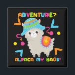 Adventure Alpaca My Bags Cute Funny Magnet<br><div class="desc">Adventure Alpaca My Bags Cute Funny Humourous fridge magnet from Ricaso</div>