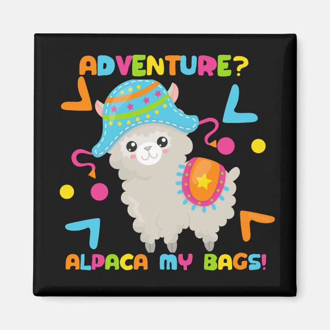 Adventure Alpaca My Bags Cute Funny Magnet (Front)