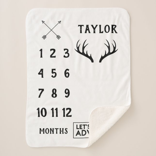 Adventure Alter Milestone Sherpa Blanket | Monthly (Front)