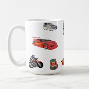 Adventure and Racing Enthusiast Peel and Stick Coffee Mug