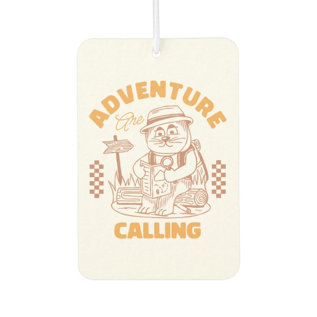 Adventure Are Calling– Vintage Cat Air Freshener (Front)