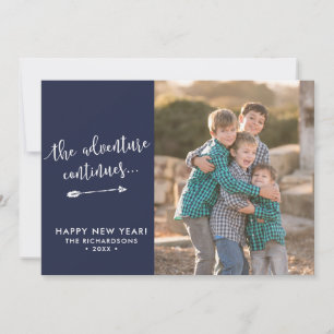 Adventure Arrow Script New Year Photo Card