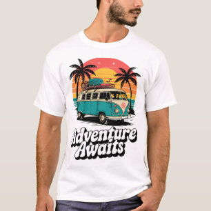 Adventure Attend Rétro Camper Van T-Shirt Famill