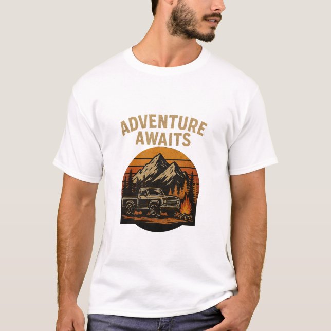 Adventure Attend T-Shirt Camping Vintage (Devant)