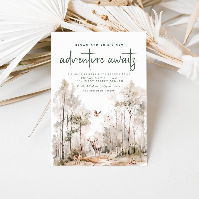 Adventure Attend Woodland Baby shower Invitation (Créateur téléchargé)