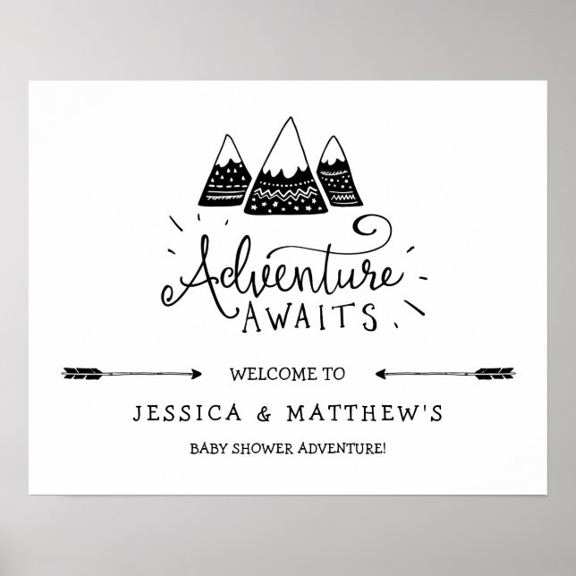 Adventure Attente Baby shower Affiche de bienvenue (Devant)
