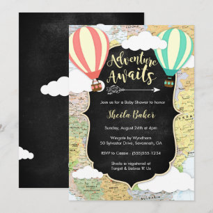 Adventure Await and Travel Baby shower Invitation