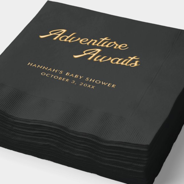 Adventure Await Baby shower Foil Stamped Napkins (Détail)