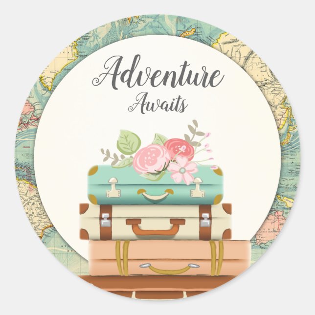 Adventure Await baby shower Sticker Enveloppe Scea (Devant)