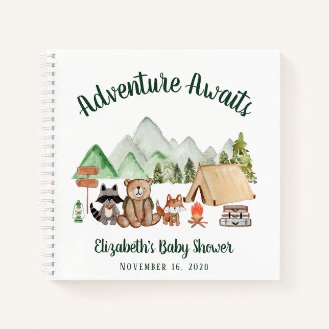 Adventure Await Camping Baby shower Livre d'or (Devant)