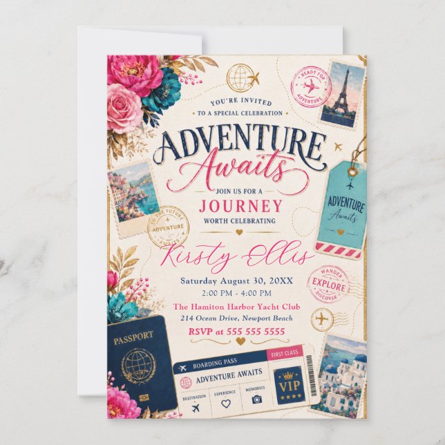 Adventure Awaits 18th Birthday Party Invitation (Front)