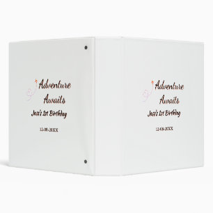 Adventure awaits 1st birthday name date planeretro binder