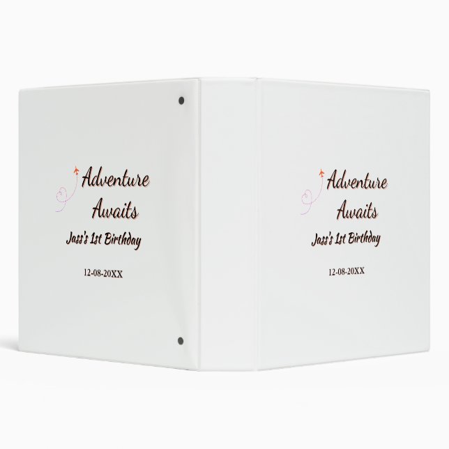 Adventure awaits 1st birthday name date planeretro binder (Background)