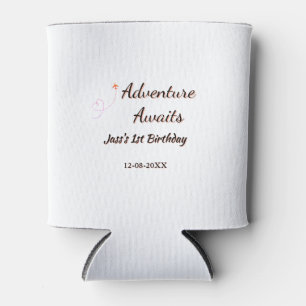 Adventure awaits 1st birthday name date planeretro can cooler