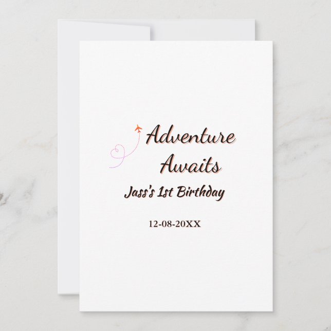Adventure awaits 1st birthday name date planeretro invitation (Front)