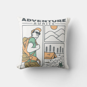 Adventure Awaits 3 Throw Pillow
