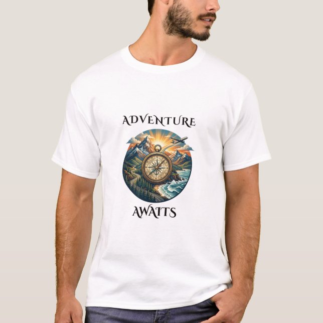 Adventure Awaits Adventure Design T-Shirt (Front)