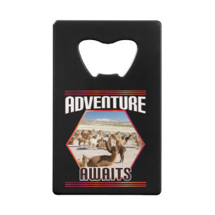 Adventure Awaits - Alpaca Llama Travel  Credit Card Bottle Opener