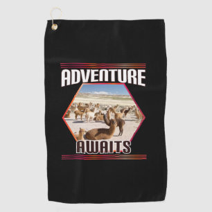 Adventure Awaits - Alpaca Llama Travel  Golf Towel