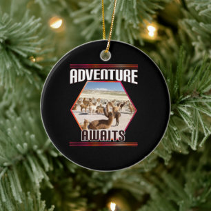 Adventure Awaits - Alpaca Llama Travel Quote Ceramic Ornament