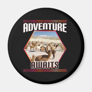 Adventure Awaits - Alpaca Llama Travel Quote Magnet