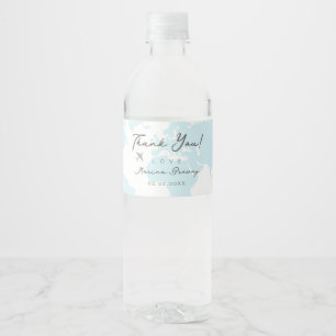 Adventure awaits, Baby Boy Bear in Airplane Water Bottle Label