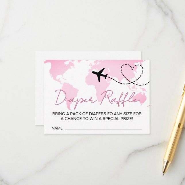 Adventure Awaits Baby Shower Diaper Raffle Enclosure Card (Front/Back In Situ)