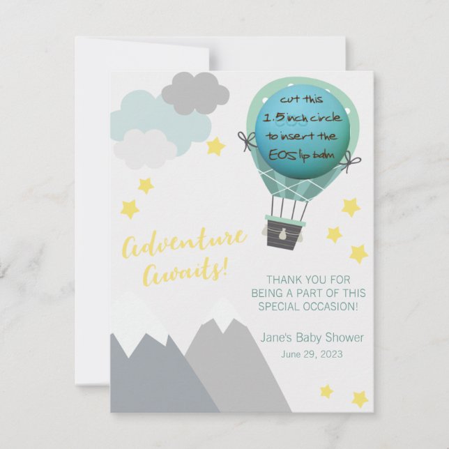 Adventure Awaits! Baby Shower EOS Lip Balm Favour (Front)